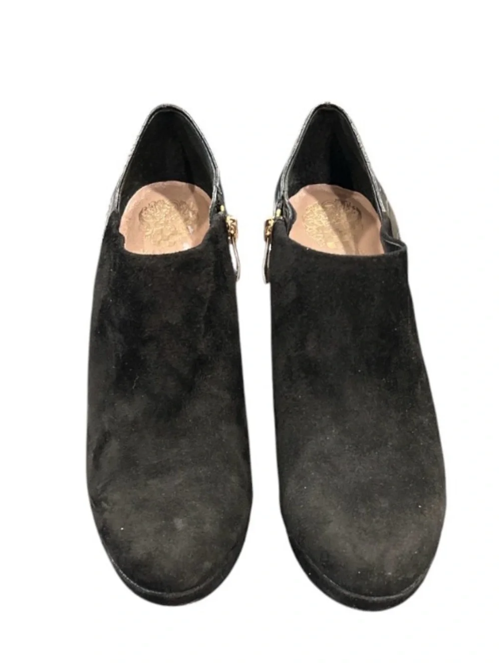 Vince Camuto Elvin Black Suede Croc-Embossed Platform Booties NWOT - Size 8B